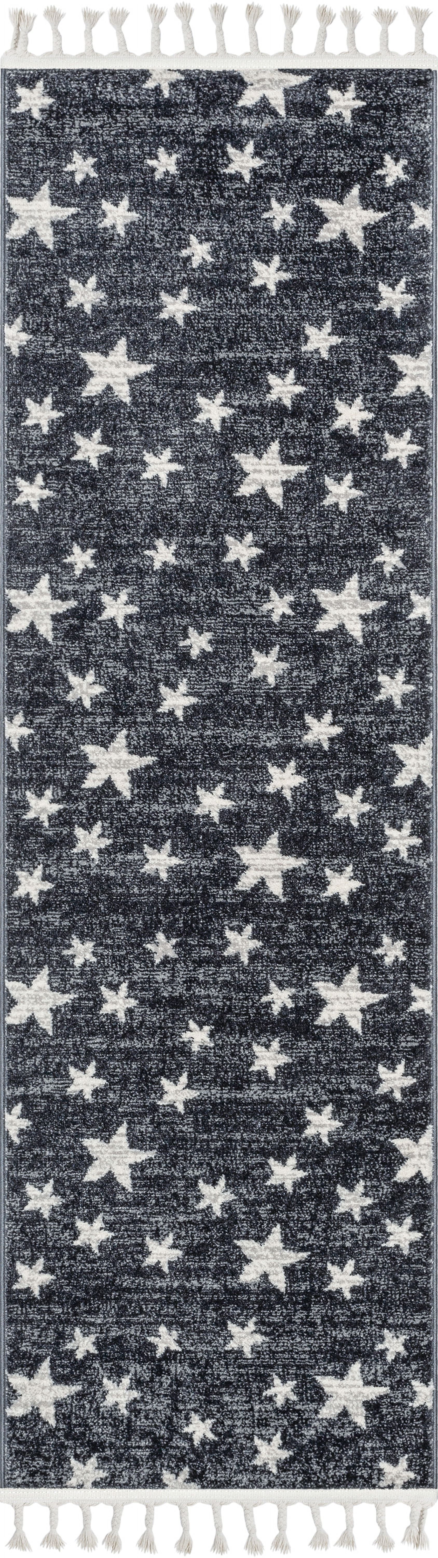 Well Woven Kennedy Stars Modern Kids Rug Grey 2'3" x 7'3" Runner Rug