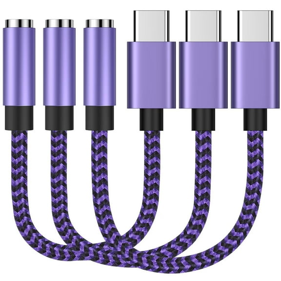 Aux to 3.5mm Adapter,AILKIN 3PACK Type C to Headphone Jack Adapter Usb C to 3.5mm Female Cable for Earbuds,Earphones,Samsung,Car,Audio Jack Cable,C Type to Female Auxiliary Adapter,Speaker