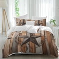 thumbnail image 2 of Country Star Brown Bedding 3 Piece Duvet Cover Set Full Size, Western Texas Vintage Farmhouse Wooden Soft Microfiber Comforter Cover with Zipper Closure & Pillowcases, FadeResistant Quilt Cover, 2 of 9