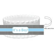 Stripes Baby Shower Baby Boy Peel and Stick Edible Cake Decoration Image Wrap Ribbon