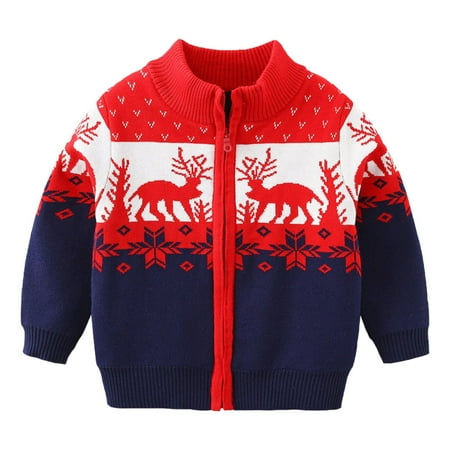 

Hfolob Toddler Christmas Boys Girls Sweater Winter Long Sleeve Cartoon Knit Sweater Warm For Children Cute Sweaters