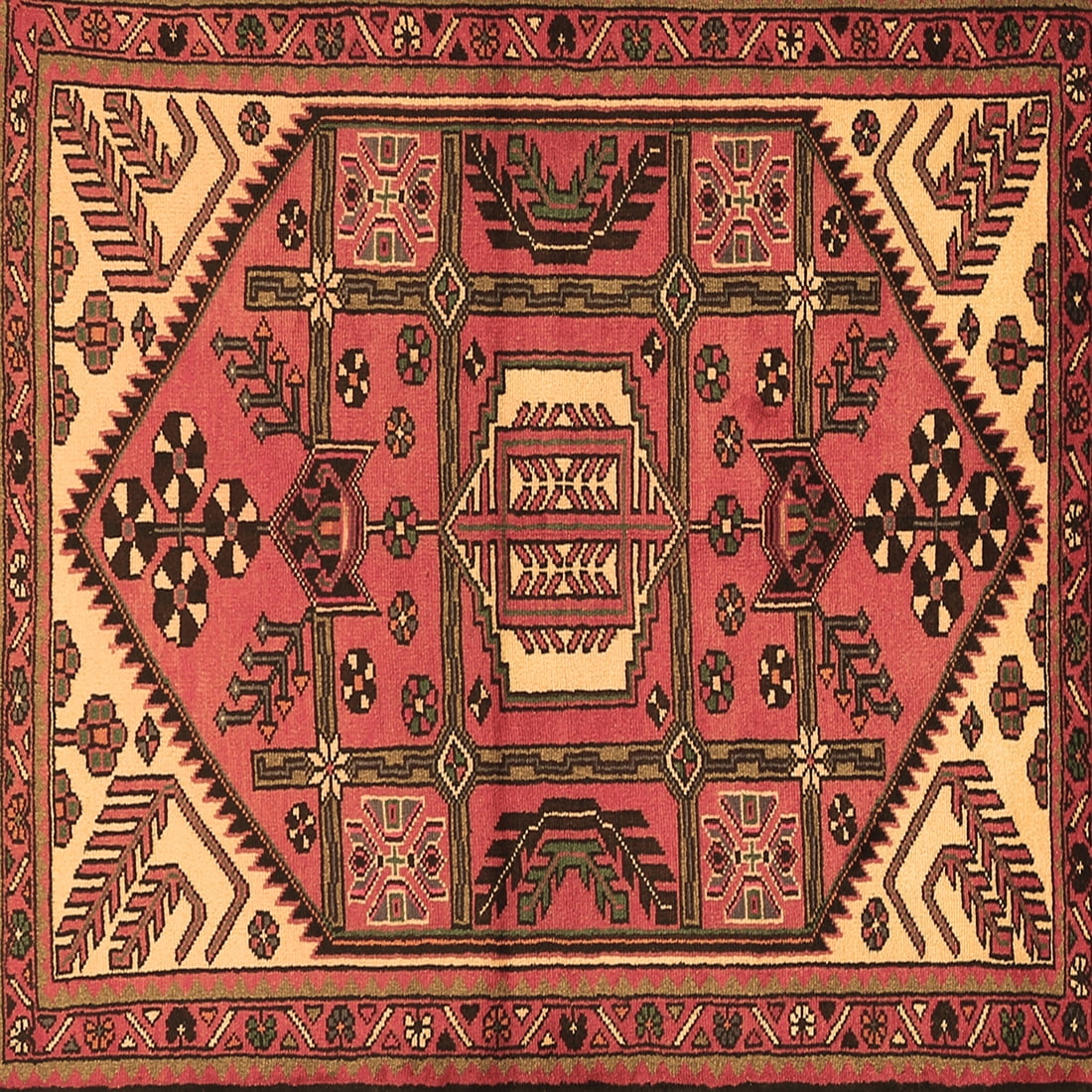 Ahgly Company Indoor Square Persian Brown Traditional Area Rugs, 4 ...