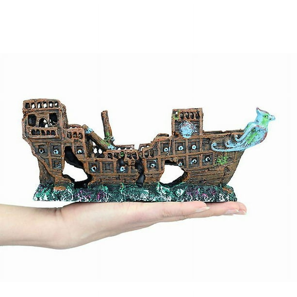 Decoraciones para peceras de naufragio de Barco Pirata, decoraciones ecológicas de resina para peceras para agua dulce y salada Rojo Verde Cocina, Decoración y Otros
