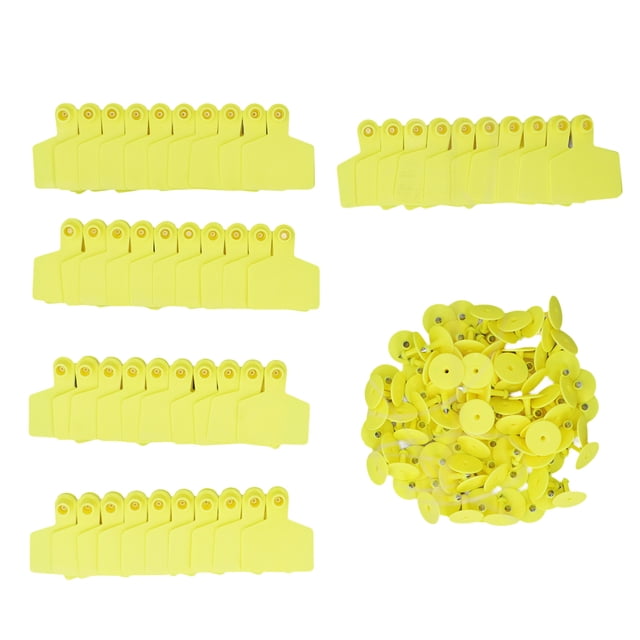 100 etiquetas en blanco para terneros, etiquetas de identificación en blanco para ganado, vacas, cerdos, cabras y ovejas, color amarillo.