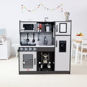 Melissa & Doug Chefs Wooden Pretend Play Kitchen for Kids With “Ice” Cube Dispenser – Charcoal Gray - FSC Certified