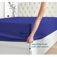thumbnail image 4 of 600 Thread Count 4 Piece Quality Sheet Set 18 Inch Deep Pocket 100% Egyptian Cotton Color Royal Blue Stripe Size Twin, 4 of 6