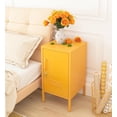 thumbnail image 4 of Single Door Lockable Metal End Table Modern Storage Cabinet Minimalist Room Side Table Adjustable Height Cold Rolled Steel Frame Multifunctional Home Table Yellow Size: 28”H x 13.8”W x 15”D, 4 of 7
