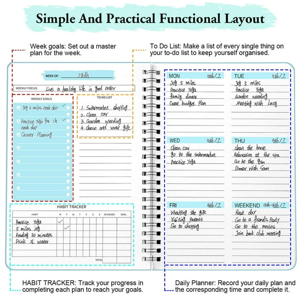 OFFCUP 2 Pcs Agenda Diaria Sin Fecha De 52 Páginas, A5 Bloc De