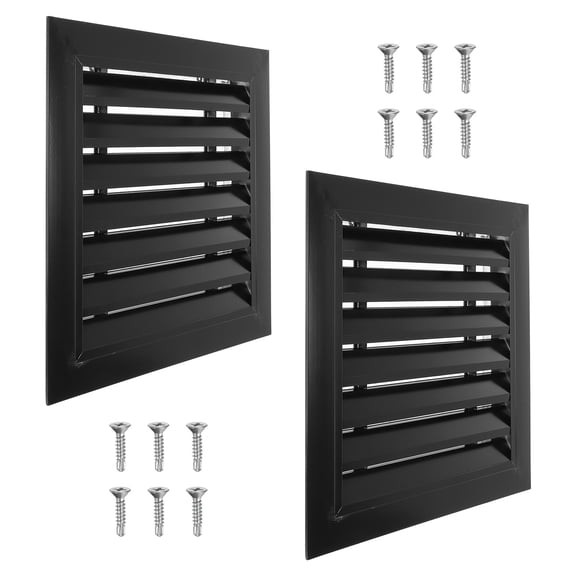 Uxcell 14x14 Inch Gable Vent, 2PCS Aluminum Alloy Wall Shed Vents with Strainer, Black