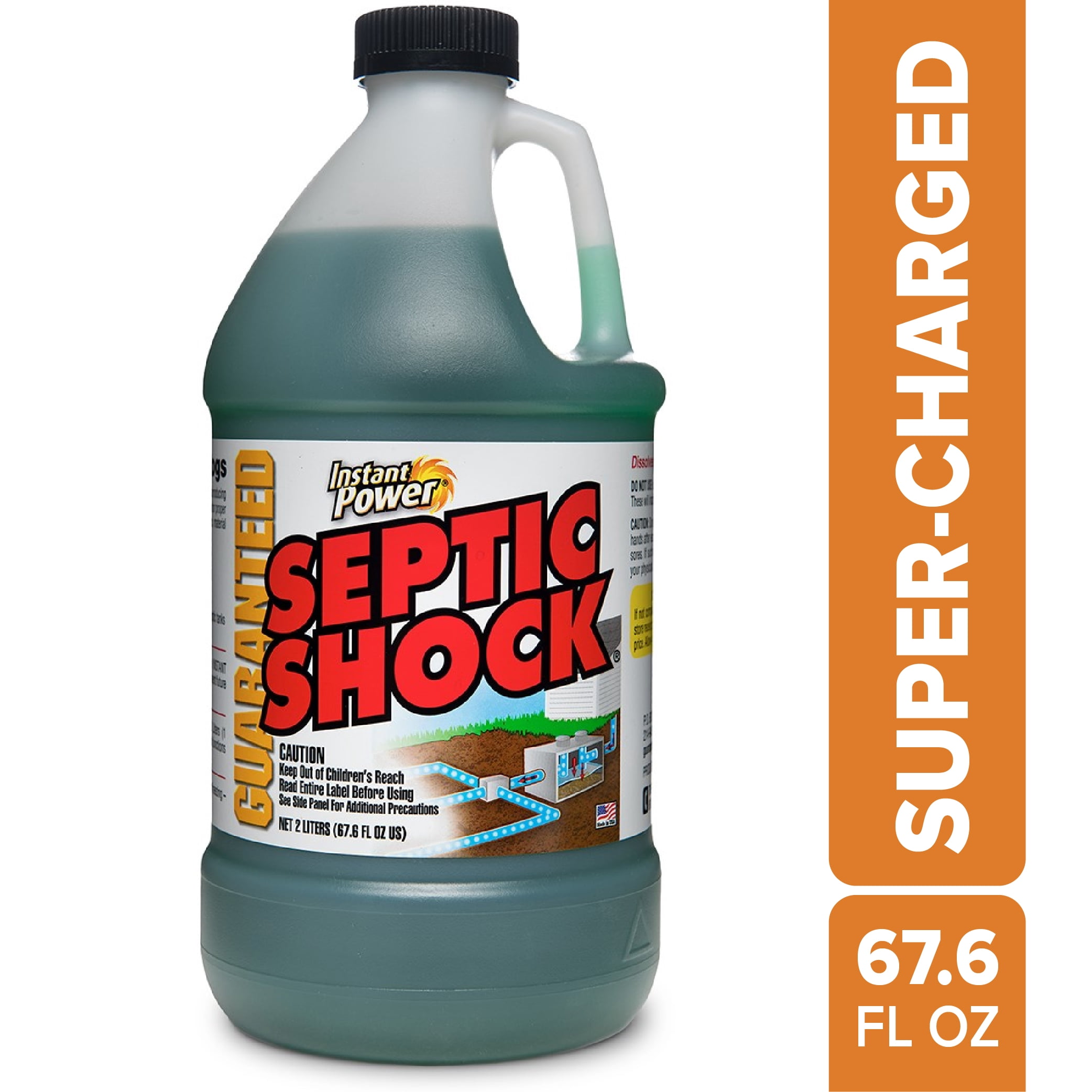 (2 pack) Instant Power Septic Shock, Super Charged for Clogged Septic System, 67.6 fl oz (2 Liter)