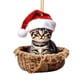 thumbnail image 2 of Colgante de coche de Navidad para gatos - Decoración colgante festiva para espejo retrovisor, mochila y hogar, adorno navideño rojo y verde, 2 of 8