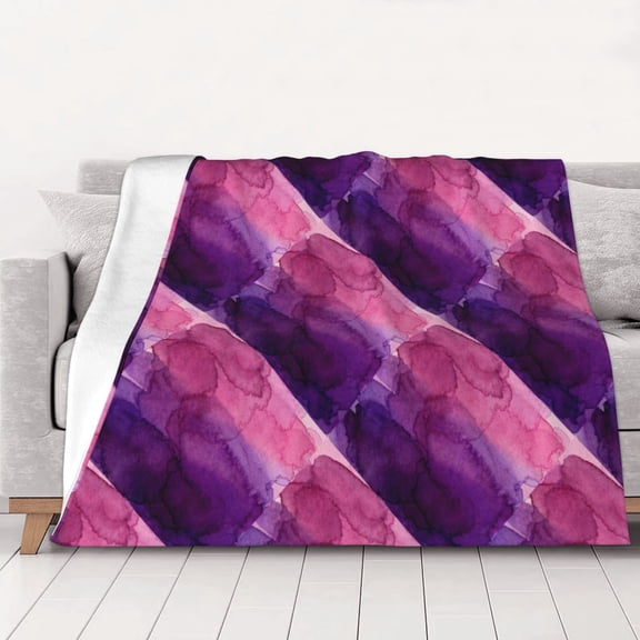 Throw Blanket Purple Paint Soft Cozy Fleece Flannel Blanket Home Decor for Couch Sofa Bed 50"x40"