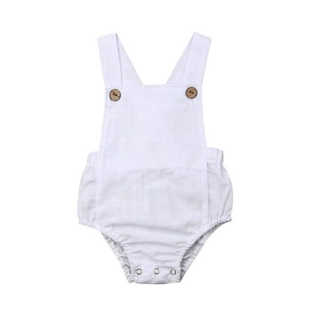 Taoocy Newborn Baby Boy Girl Cotton Line Sleeveless Straps Bodysuit Romper Jumpsuit Outfits Long Sleeve Clothes