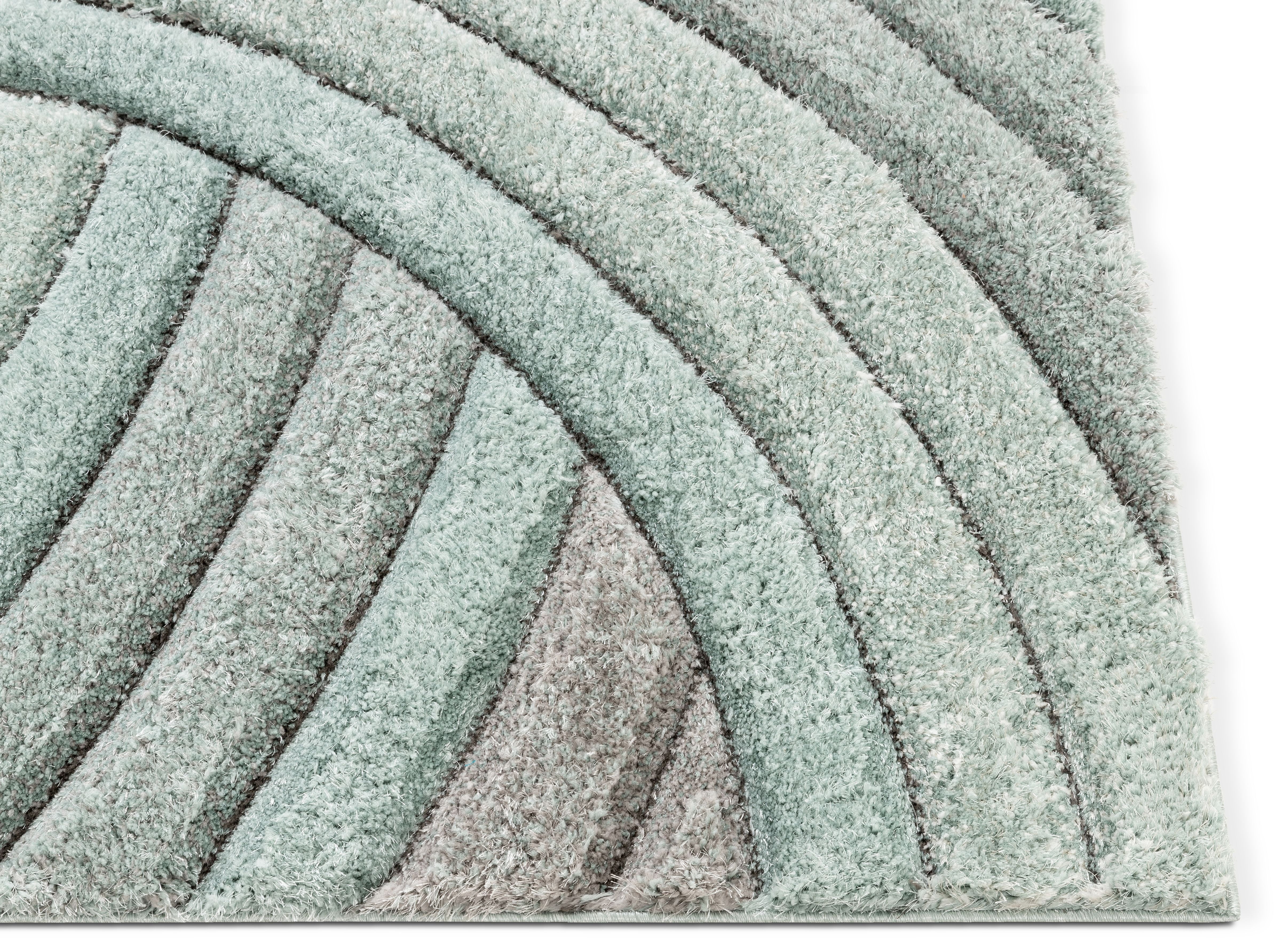 Well Woven San Francisco Ucci Blue Modern Shag Geometric Stripes 9'3" x 12'6" Area Rug