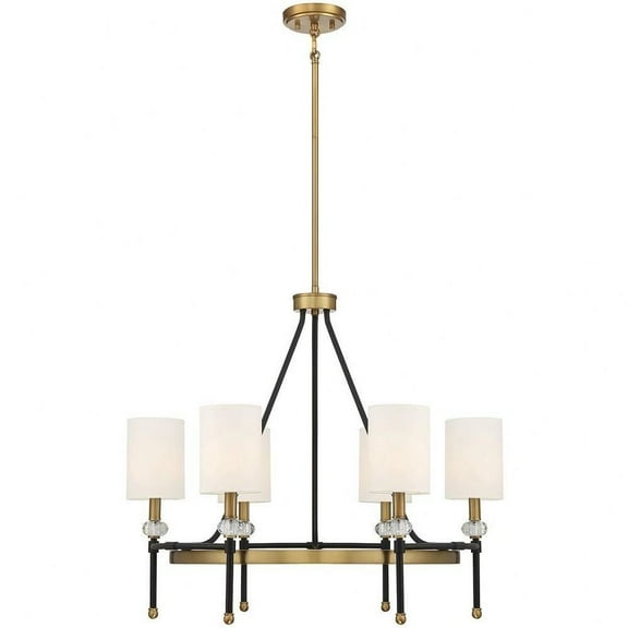 Contemporary Traditional Six Light Chandelier in Matte Black Warm Brass Finish Bailey Street Home 159-Bel-4636277