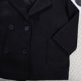 thumbnail image 6 of Pandaie Boys Double Breasted Wool Blend Peacoat Lapel Raglan Sleeve Patch Pocket Mid Length Winter Coat Black,5-6 Years, 6 of 7