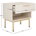 thumbnail image 3 of SAFAVIEH Axelle Modern 1 Drawer Nightstand,Bleached White/Gold, 3 of 14