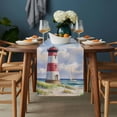 thumbnail image 2 of Beach Lighthouse Table Runner - 36 Inch Long, Kitchen Dining Table Runner Dresser Scarves, Coastal Ocean Ship Sky Oil Painting Farmhouse Decor for Coffee Tables Wedding Party Banquet, 2 of 8