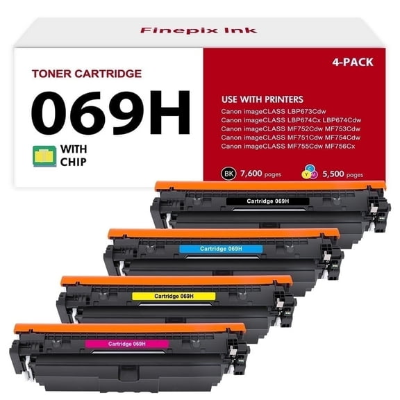 069H Toner Compatible for Canon 069H 069 CRG-069H Toner Cartridge Set Canon imageCLASS MF753Cdw MF751Cdw LBP674Cdw LBP673Cdw LBP674Cx MF752Cdw MF756Cx (Black Cyan Magenta Yellow, 4-Pack)