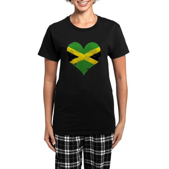 CafePress - A Jamaican Heart Women's Dark Pajamas - Women's Short Sleeve Print T-Shirt and Pants Dark Cotton Pajama Set