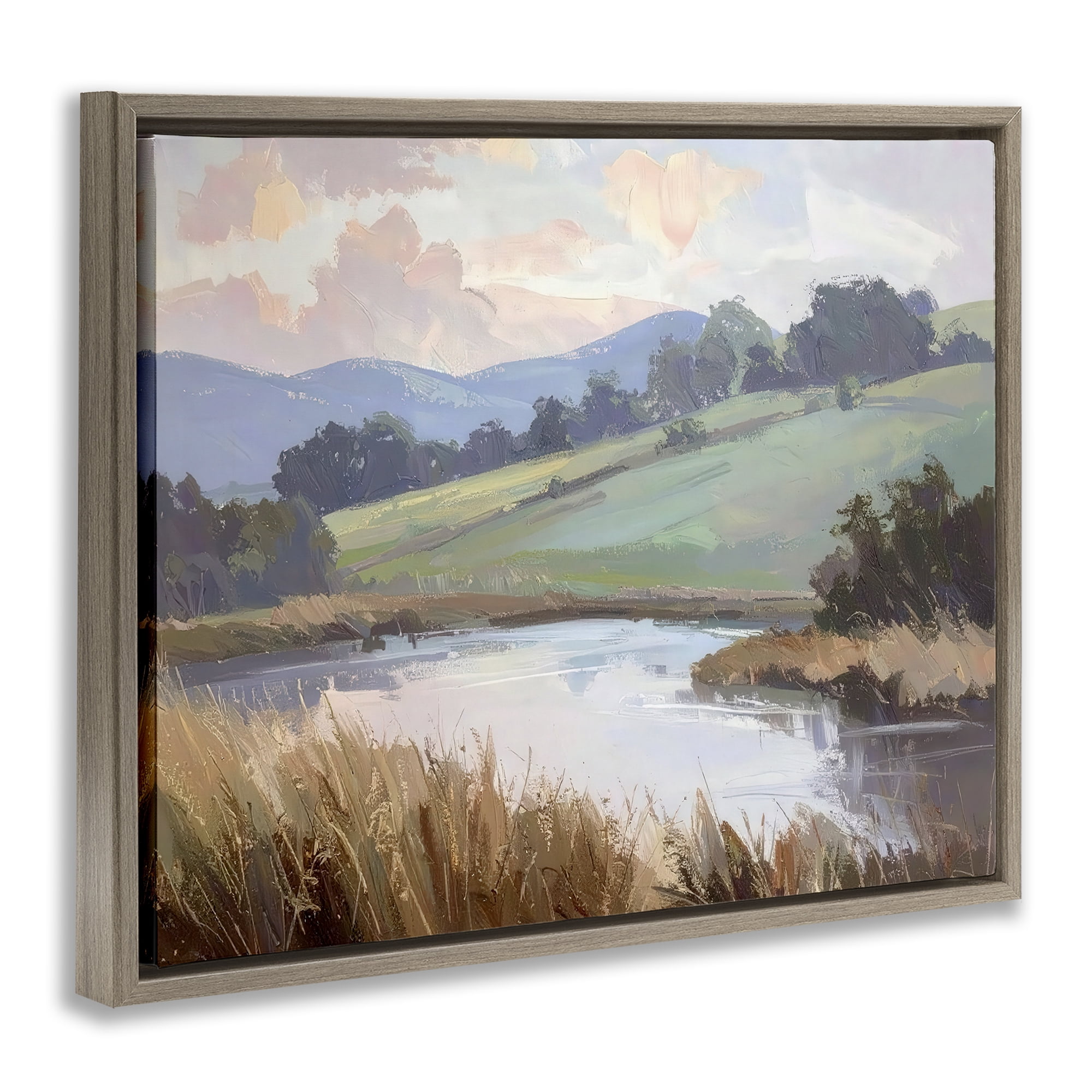 Stupell Industries Subtle Distant Mountains Brown Framed Floater Canvas Wall Art, design by Alonza Saunders