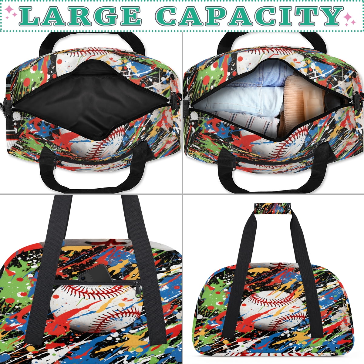 Qzjjjmy Sports Gym Bag Baseball Sport Duffel Bag Duffle Overnight bag Travel Bag