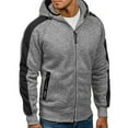 thumbnail image 6 of Caqnni Men Hoodie with Zipper Patchwork Stand Collar Long Sleeve With Pocket Blouse Gifts for Men Hoodies Pullover Jacket (3XL,Dark&nbsp;Gray), 6 of 6