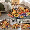 thumbnail image 6 of Vintage Flower Round Area&nbsp;Rug 6ft Watercolor Yellow Sunflower Daisy Lavender Orange Country Non-Slip&nbsp;Washable Circle Rugs Soft Felt Indoor Floor Mat for Bedroom Kitchen Living Room Bathroom, 6 of 9
