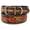 Tan Brown Silver Studs, variant on Large 21''- 25'' Padded Leather Dog Collar Heavy Duty Floral Tooled 60FK19
