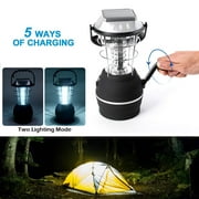 AGPtek Camping Light,36 LED Solar Panel Lantern Tent Lamp Output DV 5V Hand Crank Dynamo,USB Charging,Battery Powered,Car and AC Adapter