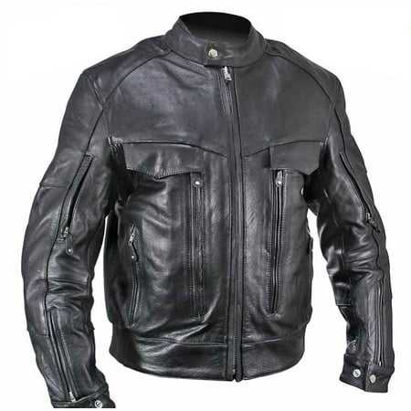 Xelement B4495 Bandit Mens Black Buffalo Leather Cruiser Motorcycle