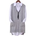 thumbnail image 1 of Suéter sin mangas con cuello en V para mujer, chaleco de punto, cárdigan, prendas de vestir exteriores, tops altos y bajos con bolsillo, 1 of 3