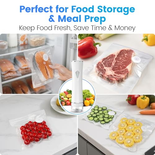 Preserve Compact Vacuum Sealer for Food (Vacuum Sealer Machine + 30 Reusable Vacuum Bags) Powerful Handheld Vacuum Sealer Machine, Seal Meal Saver, Portable Food Sealer