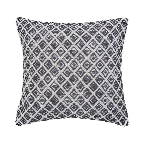 Bianca Black Geometric Woven Square Accent Throw Pillow, 18" x 18"