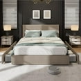 thumbnail image 2 of Queen Size Bed Frame with Tufted Headboard, Upholstered Platform Bed Frame with 4 Storage Drawers and Wooden Slats Support, No Box Spring Needed, Brown, 2 of 7