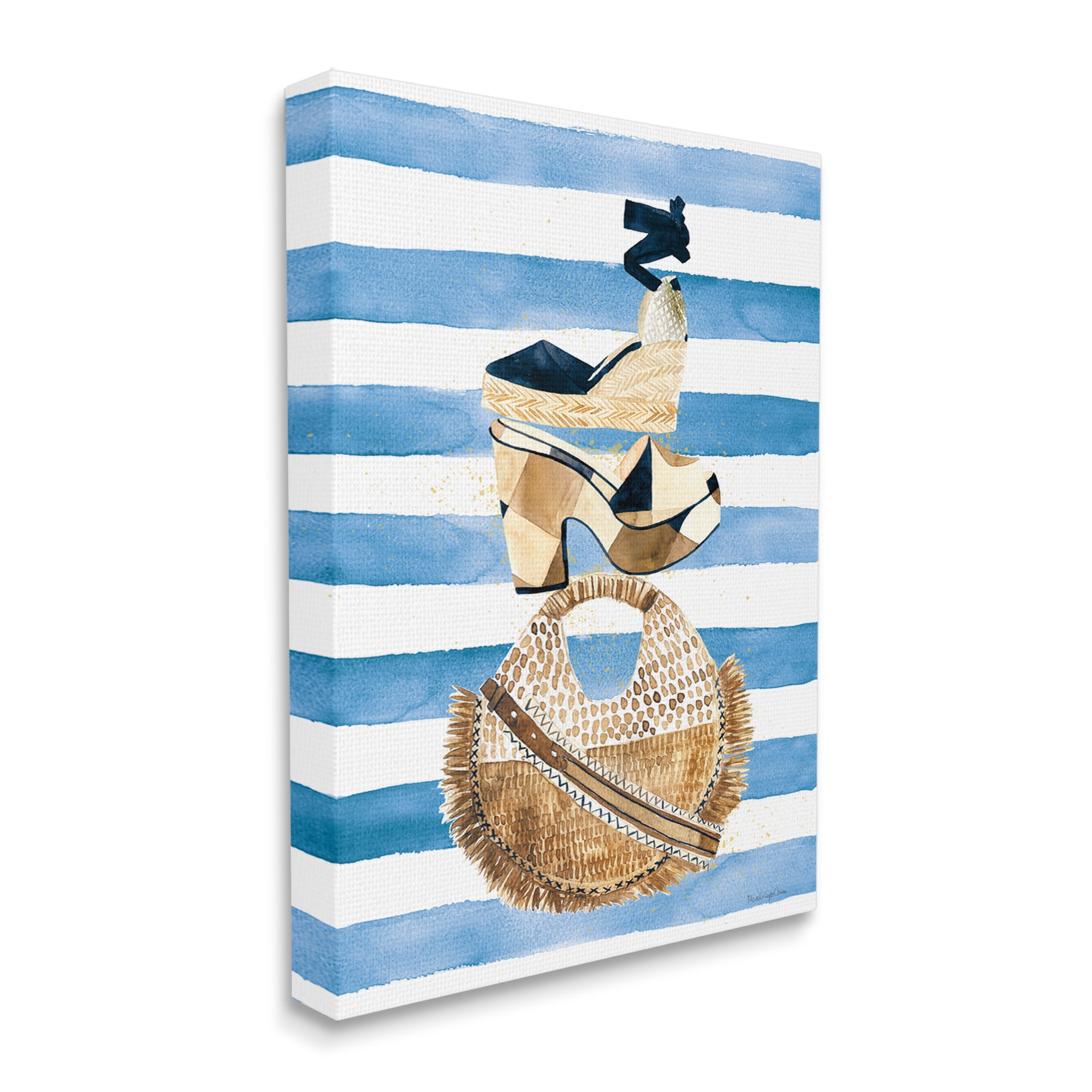 Stupell Industries Stacked Fashion Shoes Beauty & Fashion Painting Gallery Wrapped Canvas Print Wall Art, 24 x 30