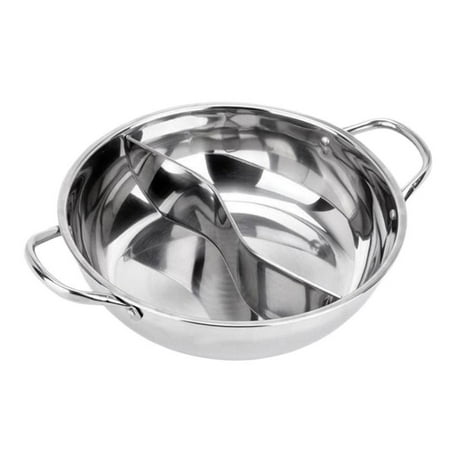 

Thicken Stainless Steel Hot Pot Single-layer Dual Site Double Ear Cookware - Silver 32cm