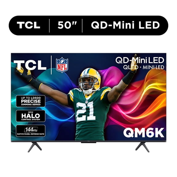 TCL 50" Class QM6K Series QD-Mini LED QLED 4K UHD HDR Smart Google TV with Gemini (New) - 144Hz, Dolby Atmos Onkyo Audio, Halo Control System with Local Dimming Pro - 50QM6K