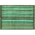 thumbnail image 1 of Ahgly Company Machine Washable Indoor Rectangle Abstract Turquoise Blue Modern Area Rugs, 5' x 8', 1 of 4