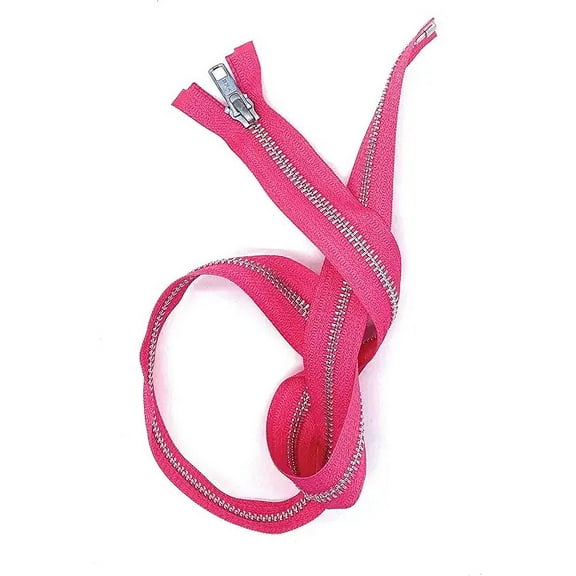 #5 Aluminum YKK Medium Weight Jacket Separating Zipper - Color: Hot Pink #516 - Made in The United States (1 Zipper Per Pack) (24" Inches)