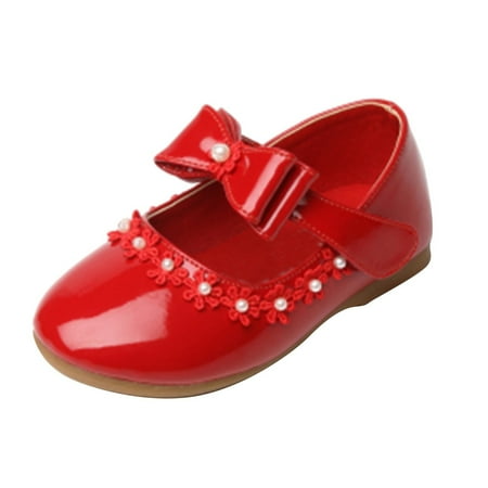 Gvdentm Girls Size 11 Dress Shoes Open Front Bow Sequins Sandals for Girls Kids Princess Wedding Formal Ankle High Heel Shoes White Mary Janes Toddler (13 Red)