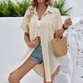 thumbnail image 6 of Ounisa Long Button Down Shirts for Women | Short Sleeve - Long Casual Shirts Solid Color Vacation Tops | for Vacation, 6 of 8