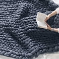 thumbnail image 6 of Canddidliike Chunky Knit Blanket, Soft Boho Throw Blanket, Handmade Knitted Yarn Blanket for Bedroom Sofa Home Decor - Dark Grey, 6 of 8