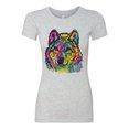 thumbnail image 3 of Colorful Majestic Neon Atric Wolf | Dean Russo Art Animal Lover Womens Slim Fit Junior Tee, Heather Grey, XL, 3 of 5