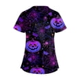 thumbnail image 3 of LINMOUA Plus SizePrinted Scrub Working Uniform Tops For Women's Cross V-Neck Halloween Print Short Sleeve Fun T-Shirts Workwear Tee With Pockets, 3 of 3