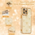 thumbnail image 2 of Case for iPhone 14 Pro Max,3D Gold Ribbon Bow,Crystal Clear Glitter Diamond Rhinestone Sequin Shiny Sparkly Bling,Aesthetic Transparent Soft for iPhone 14 Pro Max Case - Golden/Gold Bow, 2 of 16