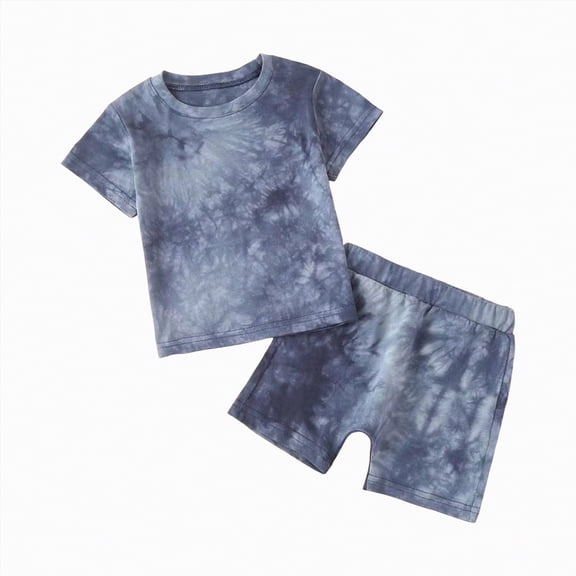 HCNTES Baby and Toddler Boy Clothes Set 2-Piece, Cotton Tie-Dye Shirt & Shorts Summer Outfit 2-Pack