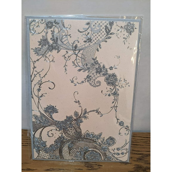 Papyrus Any Occasion Greeting Card And Envelope; Sparkly Silver Vines