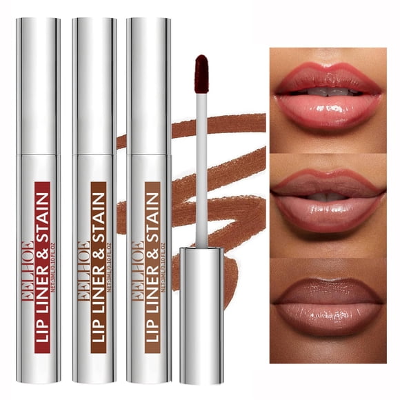 Juego de tatuajes para manchas de labios despegables, delineador de labios de 3 colores, juego de delineador de labios extraíble, acabado mate, delineador de labios impermeable, lápiz a prueba de tran