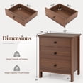 thumbnail image 2 of 3 Drawers Nightstand Beside End Side Accent Table w/Large Storage Space Brown, 2 of 10